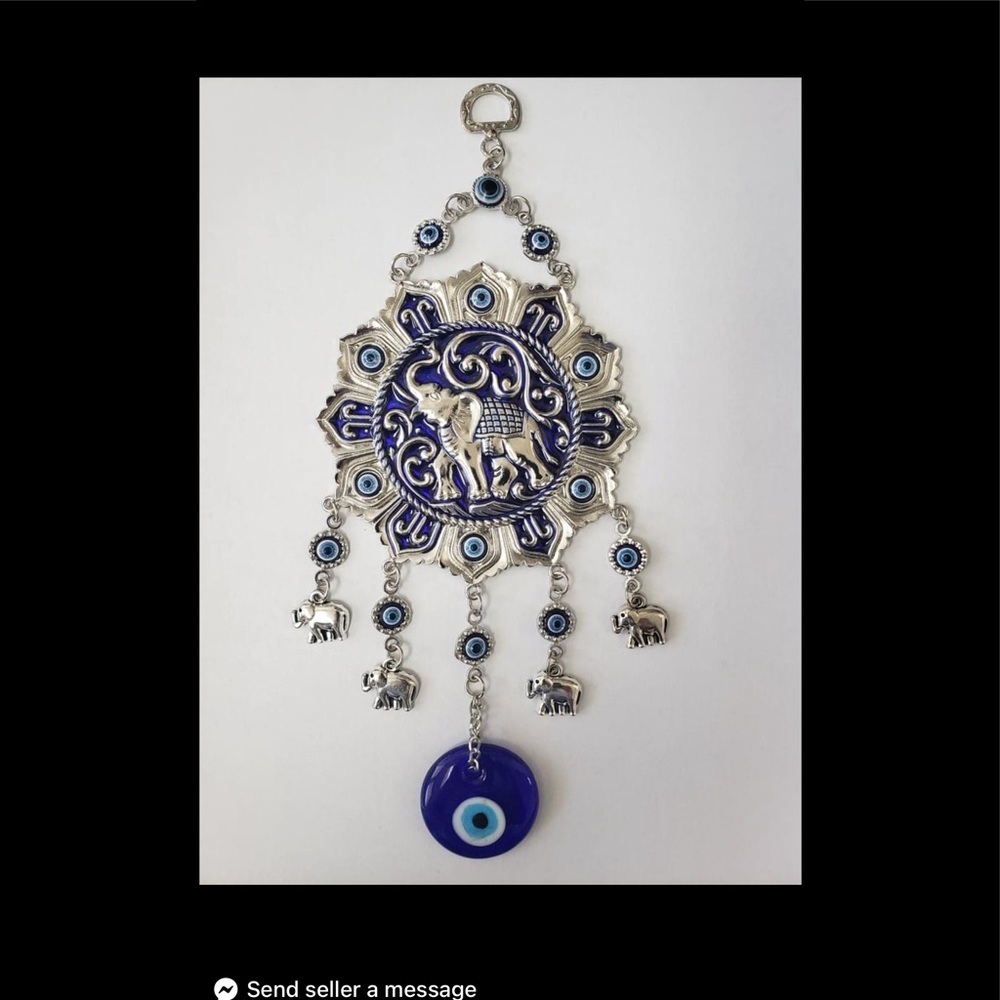 Metallic Decorative Elephant Medallion Evil‎ Eye with horseshoe turko ojo